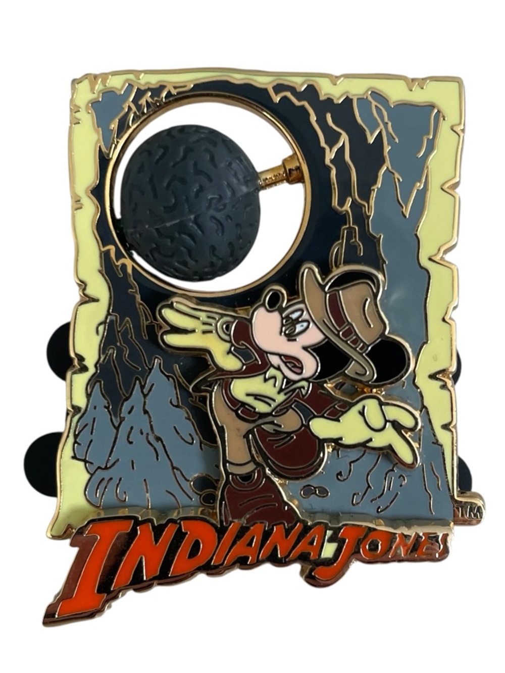 Disney Pin Mickey Indiana Jones Temple of Doom Boulder Spinner 2008 EUC